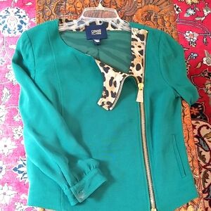 ROBERTO CAVALLI CLASS Vintage Emerald Leoprd Jacket 4